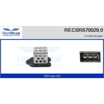 Resistor série, motor elétrico (ventilador do radiador) RECOFICIAL RECSRS70029.0