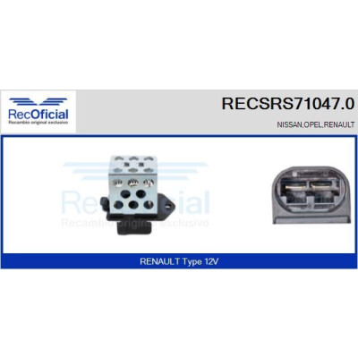 Resistor série, motor elétrico (ventilador do radiador) RECOFICIAL RECSRS71047.0