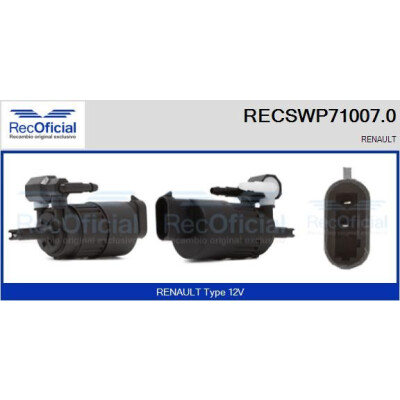 Bomba d'água para lavador de para-brisa RECOOFFICIAL RECSWP71007.0