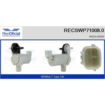 Bomba d'água para lavador de para-brisa RECOOFFICIAL RECSWP71008.0