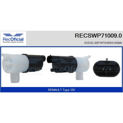Bomba d'água para lavador de para-brisa RECOOFFICIAL RECSWP71009.0