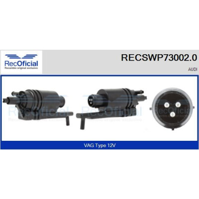 Bomba d'água para lavador de para-brisa RECOOFFICIAL RECSWP73002.0