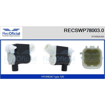 Bomba d'água para lavador de para-brisa RECOOFFICIAL RECSWP78003.0