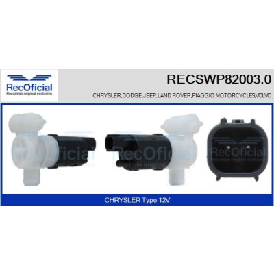 Bomba d'água para lavador de para-brisa RECOOFFICIAL RECSWP82003.0