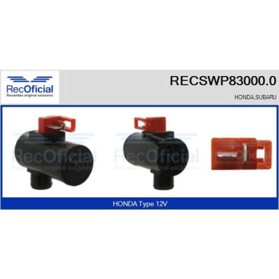 Bomba d'água para lavador de para-brisa RECOOFFICIAL RECSWP83000.0