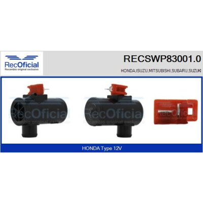 Bomba d'água para lavador de para-brisa RECOOFFICIAL RECSWP83001.0