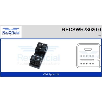 Interruptor de janela RECOFICIAL RECSWR73020.0