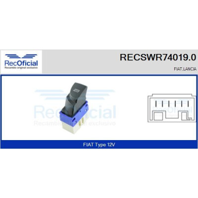 Interruptor de janela RECOFICIAL RECSWR74019.0