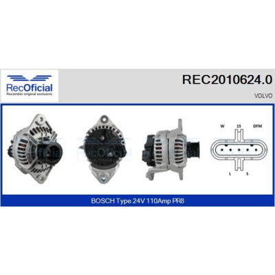 Alternador RECOFICIAL REC2010624.0