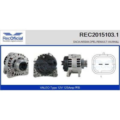 Alternador RECOFICIAL REC2015103.1