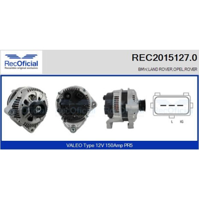 Alternador RECOFICIAL REC2015127.0
