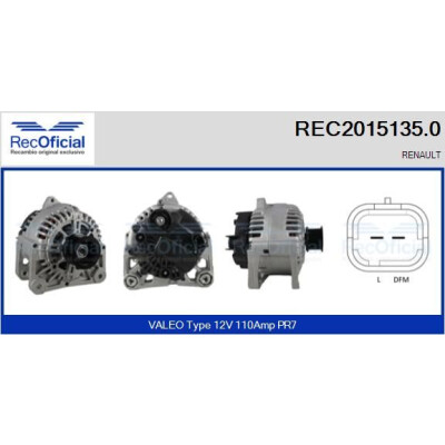 Alternador RECOFICIAL REC2015135.0