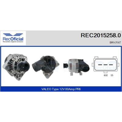 Alternador RECOFICIAL REC2015258.0