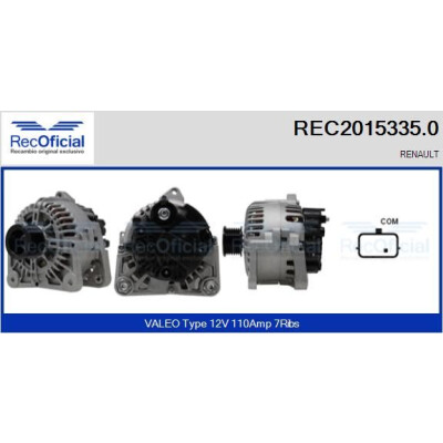 Alternador RECOFICIAL REC2015335.0