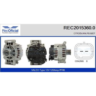 Alternador RECOFICIAL REC2015360.0