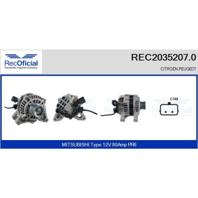 Alternador RECOFICIAL REC2035207.0