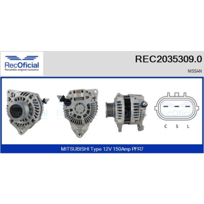 Alternador RECOFICIAL REC2035309.0