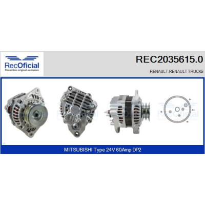 Alternador RECOFICIAL REC2035615.0
