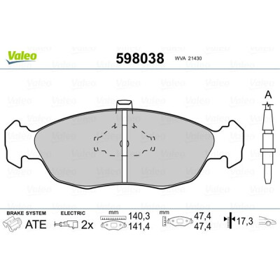 Jogo de pastilhas de freio VALEO 598038