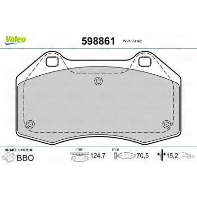 Jogo de pastilhas de freio VALEO 598861