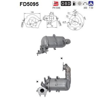 Filtro de fuligem/partículas, sistema de exaustão AS FD5095
