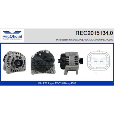 Alternador RECOFICIAL REC2015134.0