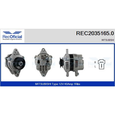 Alternador RECOFICIAL REC2035165.0
