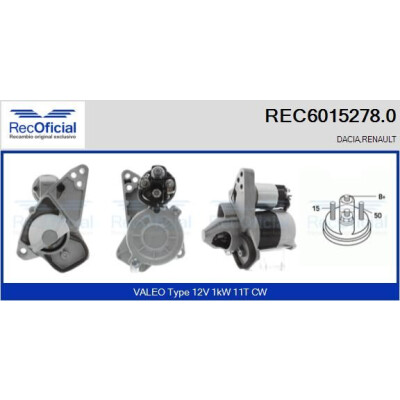 Motor de arranque RECOFICIAL REC6015278.0