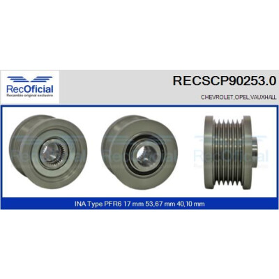 Polia, alternador RECOFICIAL RECSCP90253.0