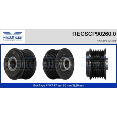 Polia, alternador RECOFICIAL RECSCP90260.0