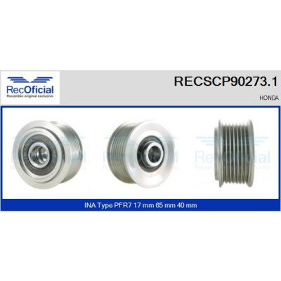 Polia, alternador RECOFICIAL RECSCP90273.1