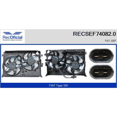 Motor elétrico, ventilador do radiador RECOFICIAL RECSEF74082.0
