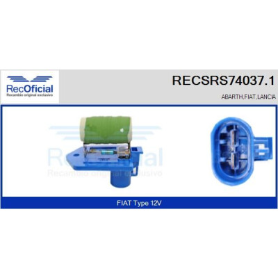 Resistor série, motor elétrico (ventilador do radiador) RECOFICIAL RECSRS74037.1