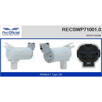 Bomba d'água para lavador de para-brisa RECOOFFICIAL RECSWP71001.0