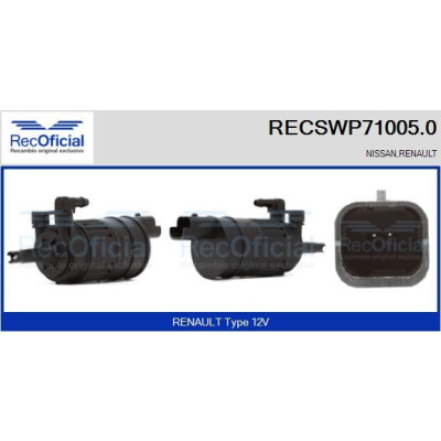 Bomba d'água para lavador de para-brisa RECOOFFICIAL RECSWP71005.0