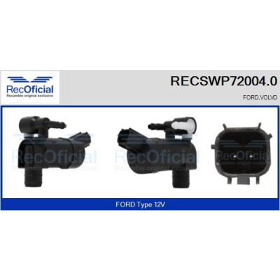 Bomba d'água para lavador de para-brisa RECOOFFICIAL RECSWP72004.0