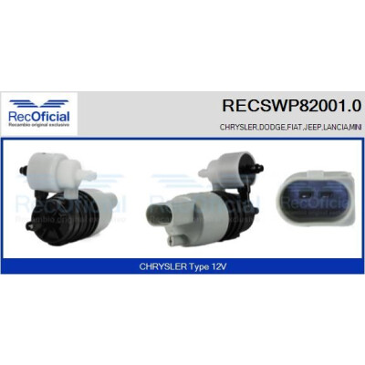 Bomba d'água para lavador de para-brisa RECOOFFICIAL RECSWP82001.0