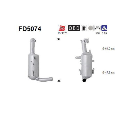 Filtro de fuligem/partículas, sistema de exaustão AS FD5074