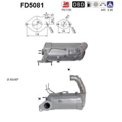 Filtro de fuligem/partículas, sistema de exaustão AS FD5081