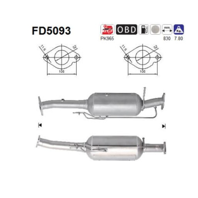 Filtro de fuligem/partículas, sistema de exaustão AS FD5093