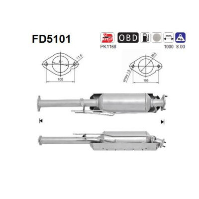 Filtro de fuligem/partículas, sistema de exaustão AS FD5101
