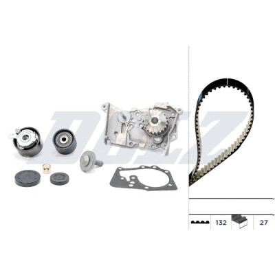 Bomba de água + kit de correia dentada DOLZ KD046