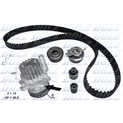 Bomba de água + kit de correia dentada DOLZ KD100