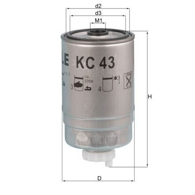 Filtro de combustível MAHLE ORIGINAL KC 43