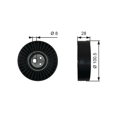 Rolo tensor, correia trapezoidal estriada