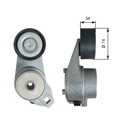 Tensor de correia, correia trapezoidal estriada