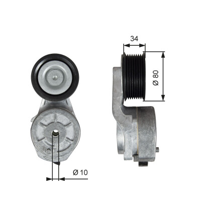 Tensor de correia, correia trapezoidal estriada