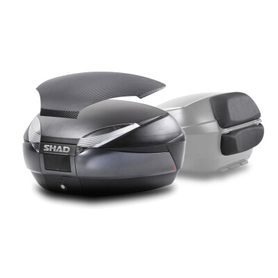 Kit porta-malas de motocicleta SHAD SH48 tampa de carbono cinza escuro e