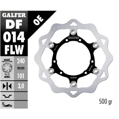 Disco Flutuante GALFER Wave (C. Aço) 240x3mm