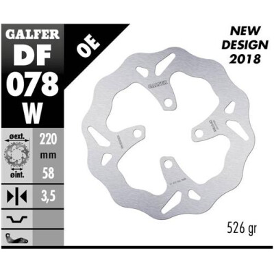 Disco fixo GALFER Wave 220x3,5mm DF078W